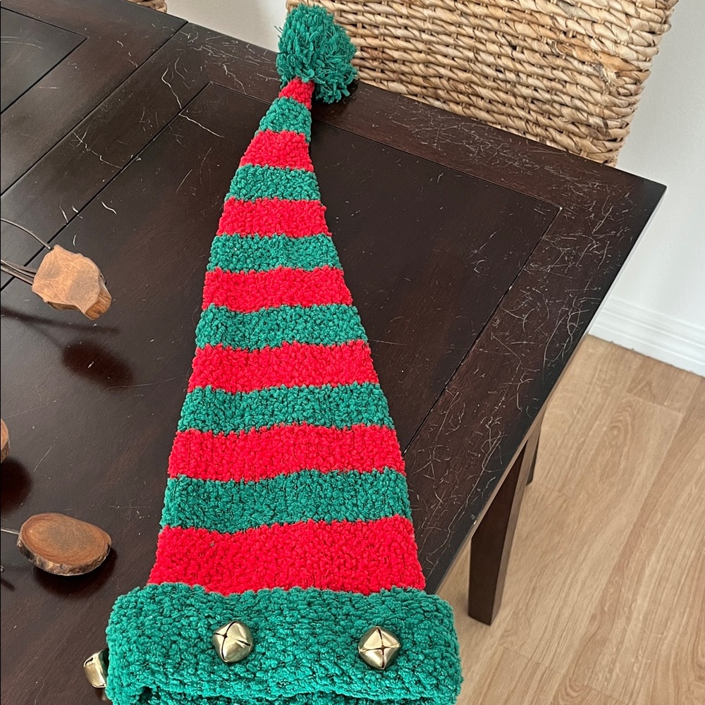 Festive Striped Elf Hat with Bells